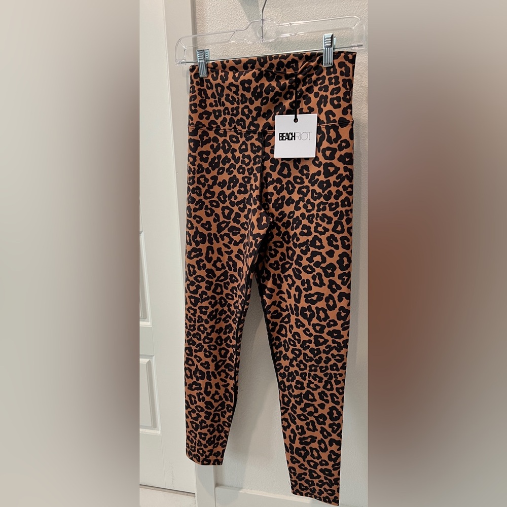 Beach Riot Women’s Piper Brown Leopard Leggings Size L NWT Made in USA